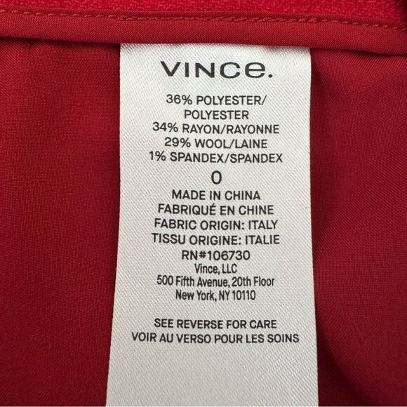 Vince Flannel Tailored Wool Blend Pants in Crimson Red Size 0 XS - Picture 13 of 15